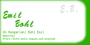 emil bohl business card